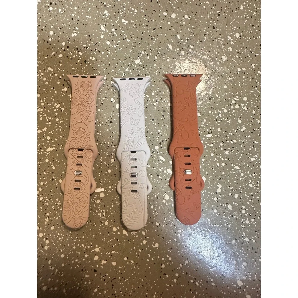 Floral Carved Silicone Watch Bands‎ for Apple Watch 38mm 40mm 41mm 42mm 44mm 45m
